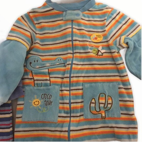 Lot of 2 Gagou Tagou Footed Velour Pajamas 18M - Picture 3 of 8